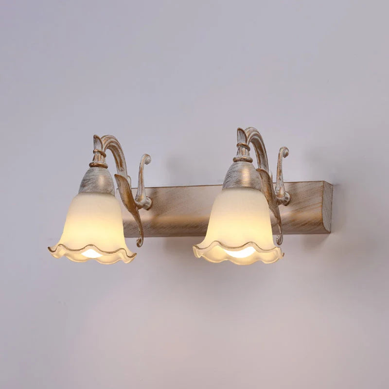 Bathroom Wall Light Damp-Area Downward-Facing White Glass Shades