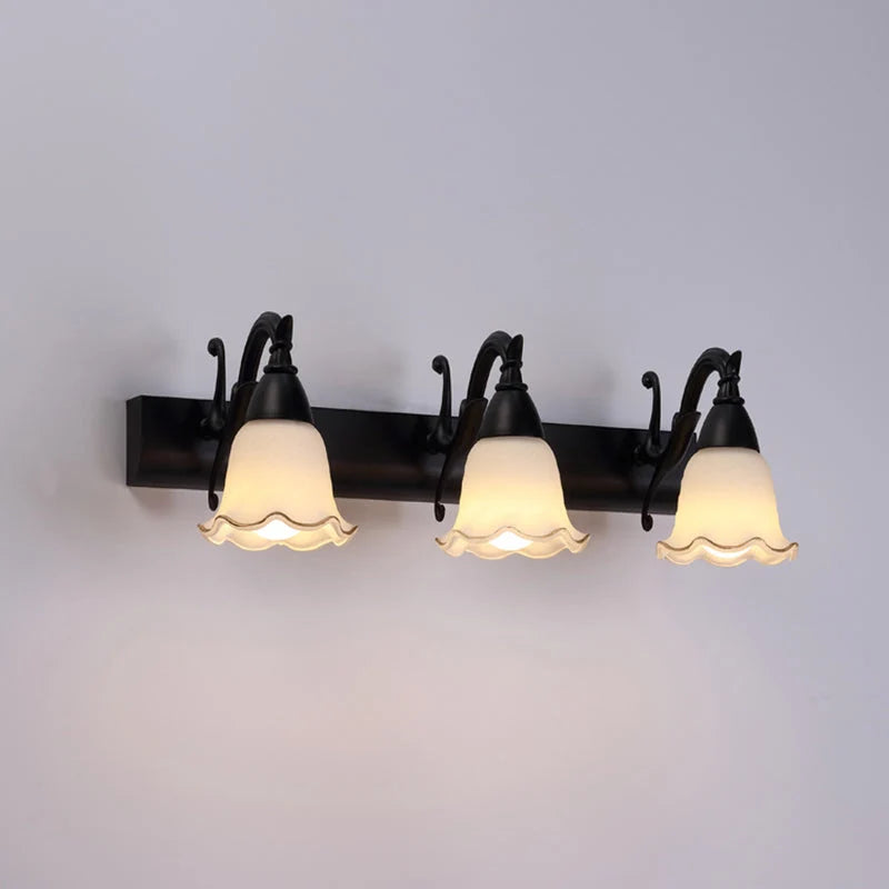 Bathroom Wall Light Damp-Area Downward-Facing White Glass Shades
