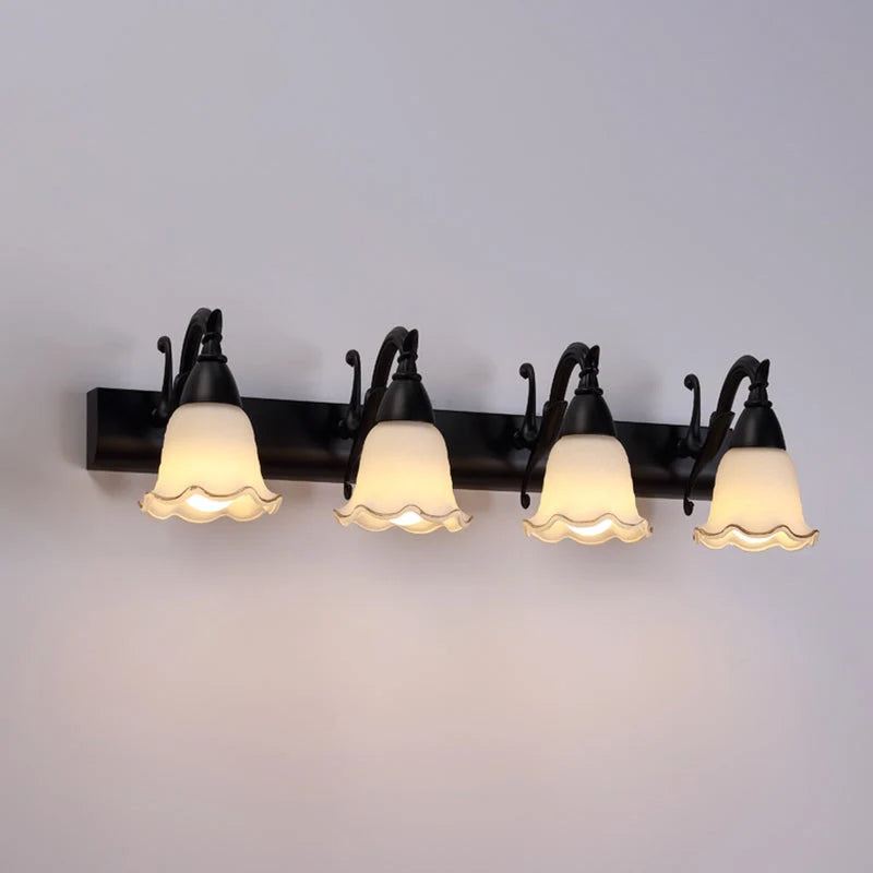 Bathroom Wall Light Damp-Area Downward-Facing White Glass Shades