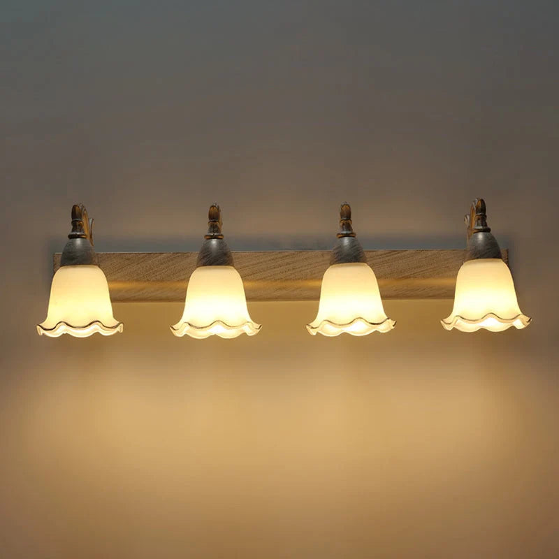 Bathroom Wall Light Damp-Area Downward-Facing White Glass Shades