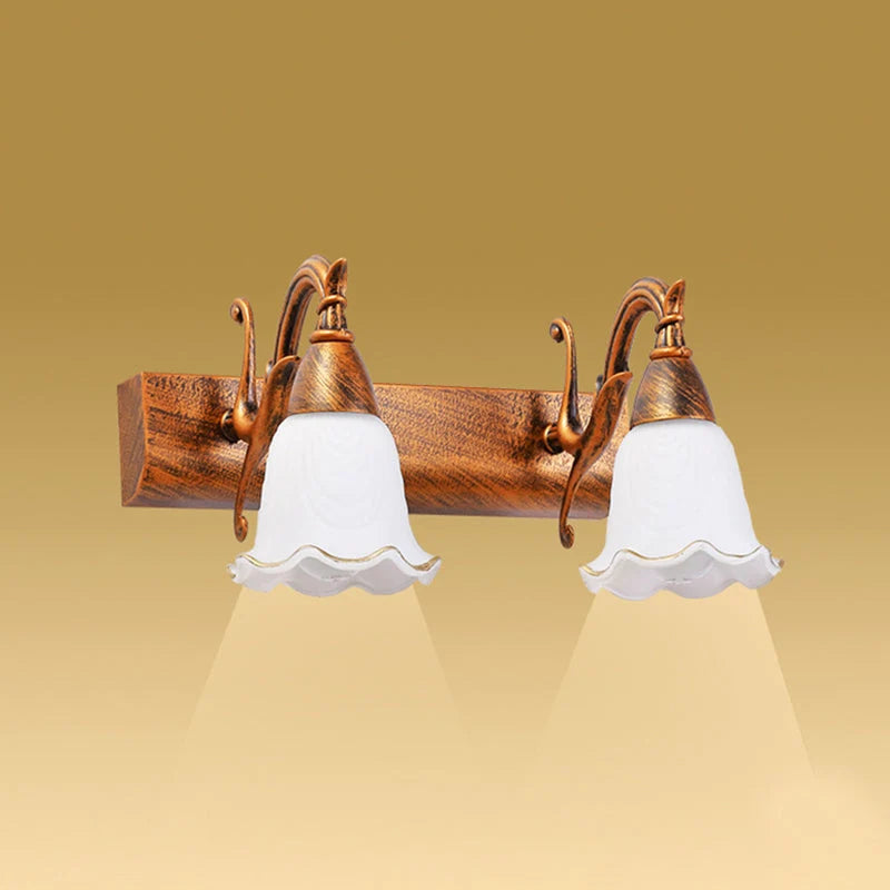 Bathroom Wall Light Damp-Area Downward-Facing White Glass Shades