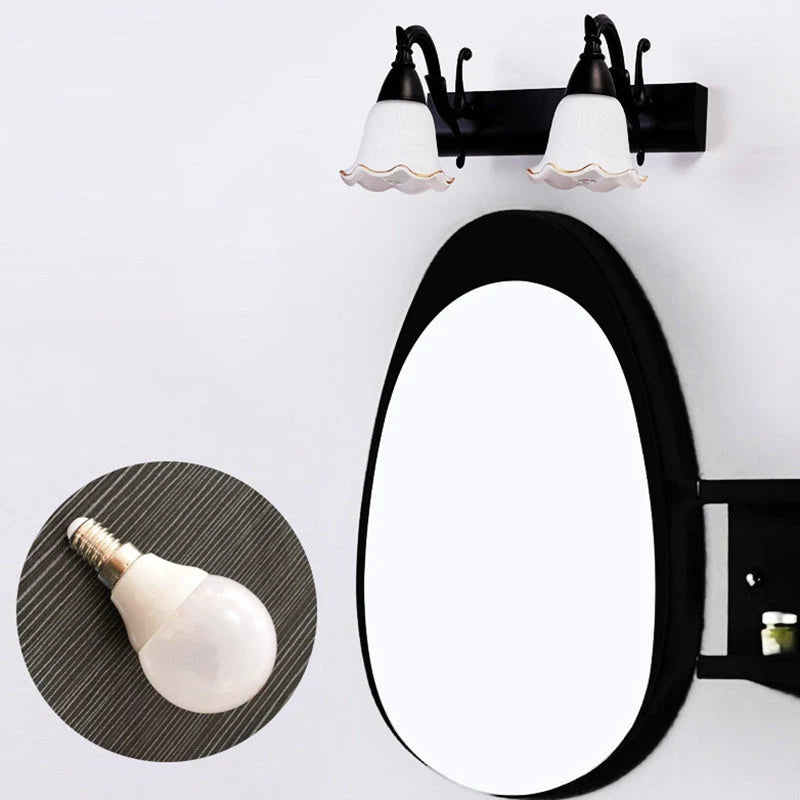 Bathroom Wall Light Damp-Area Downward-Facing White Glass Shades