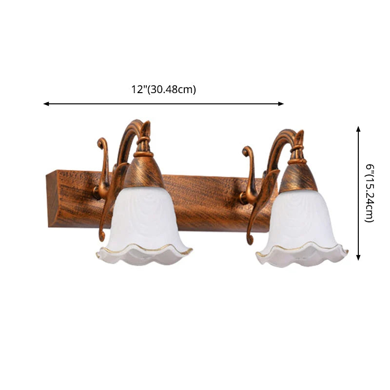 Bathroom Wall Light Damp-Area Downward-Facing White Glass Shades