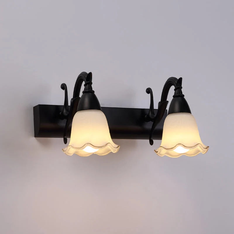 Bathroom Wall Light Damp-Area Downward-Facing White Glass Shades