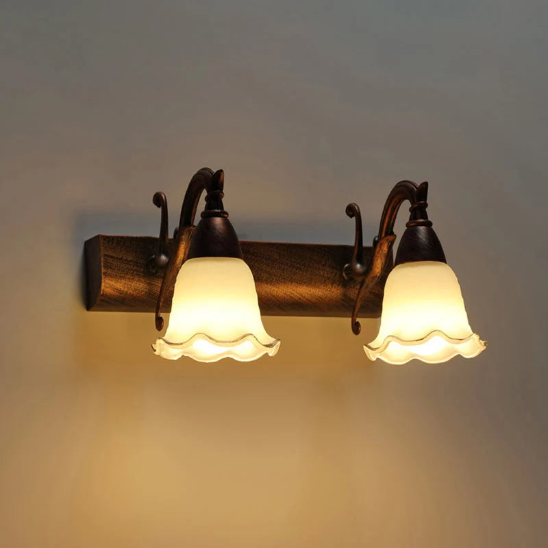 Bathroom Wall Light Damp-Area Downward-Facing White Glass Shades