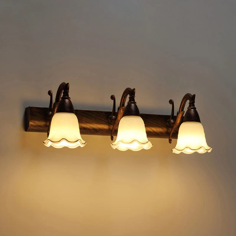 Bathroom Wall Light Damp-Area Downward-Facing White Glass Shades
