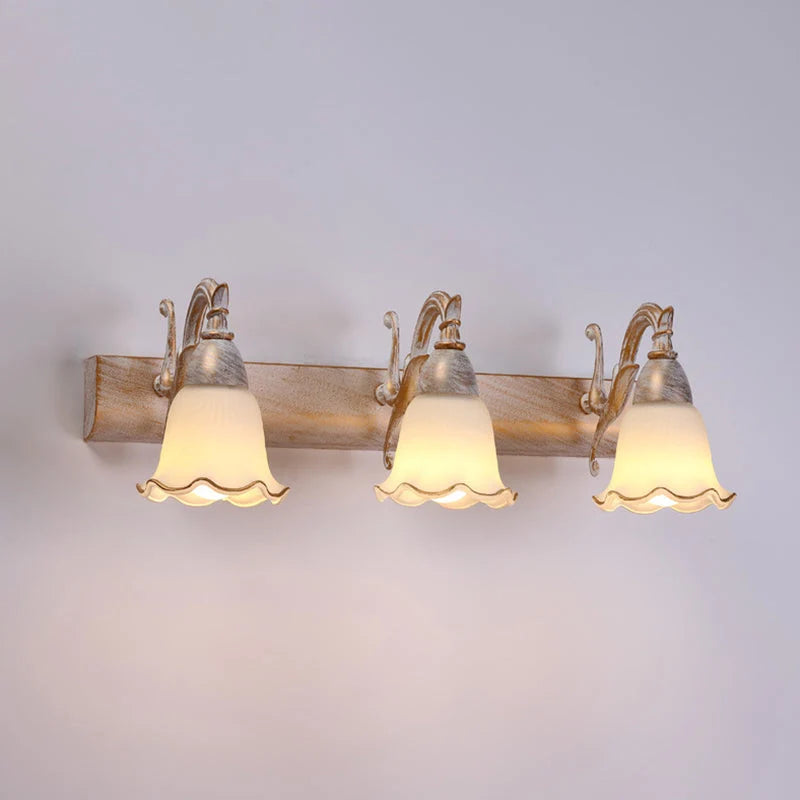 Bathroom Wall Light Damp-Area Downward-Facing White Glass Shades