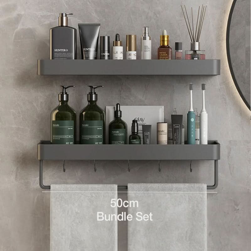 Bathroom Wall Shelf Water-Resistant Drill-Free Installation