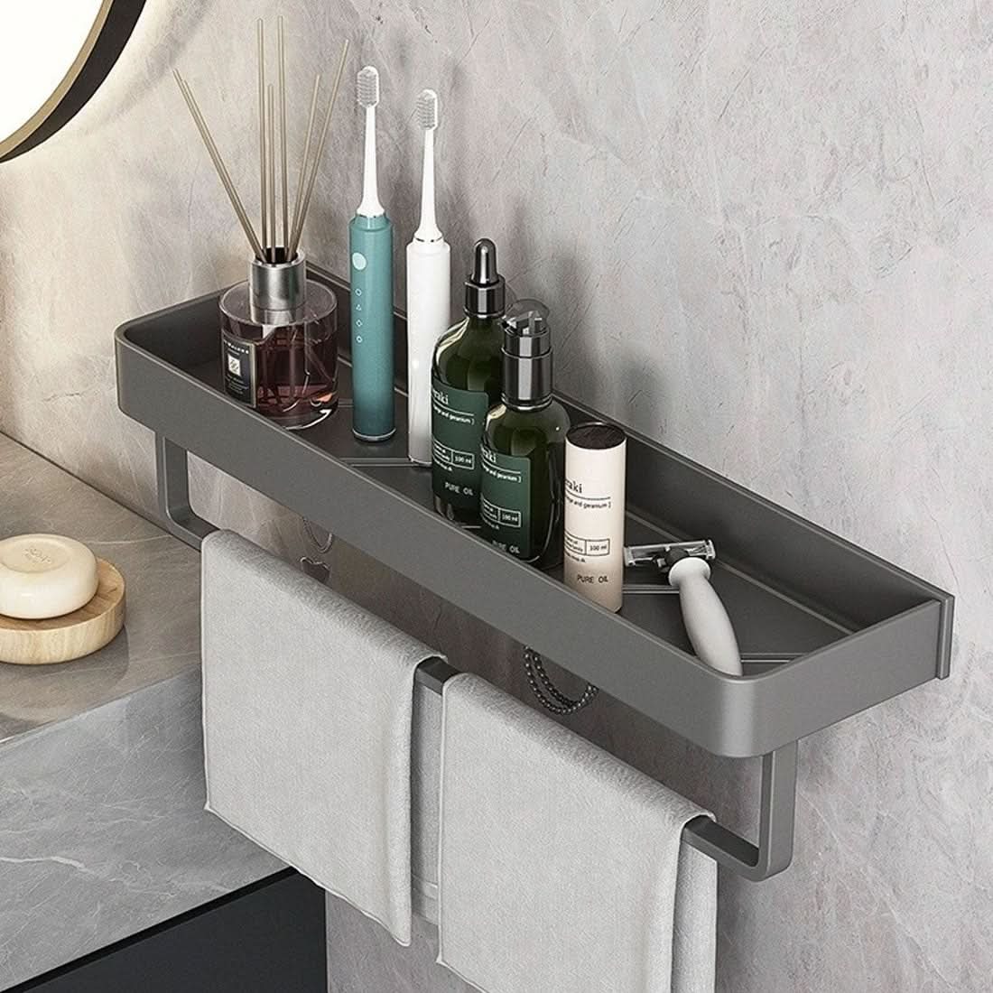 Bathroom Wall Shelf Water-Resistant Drill-Free Installation