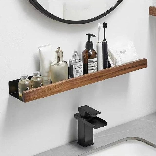Bathroom Wall Shelf Wood-Effect Self-Adhesive Moisture-Resistant