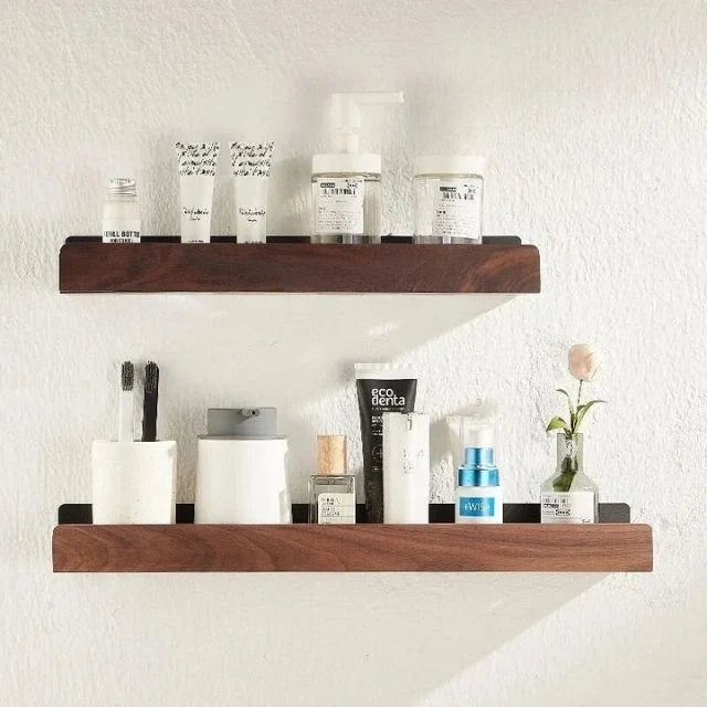 Bathroom Wall Shelf Wood-Effect Self-Adhesive Moisture-Resistant