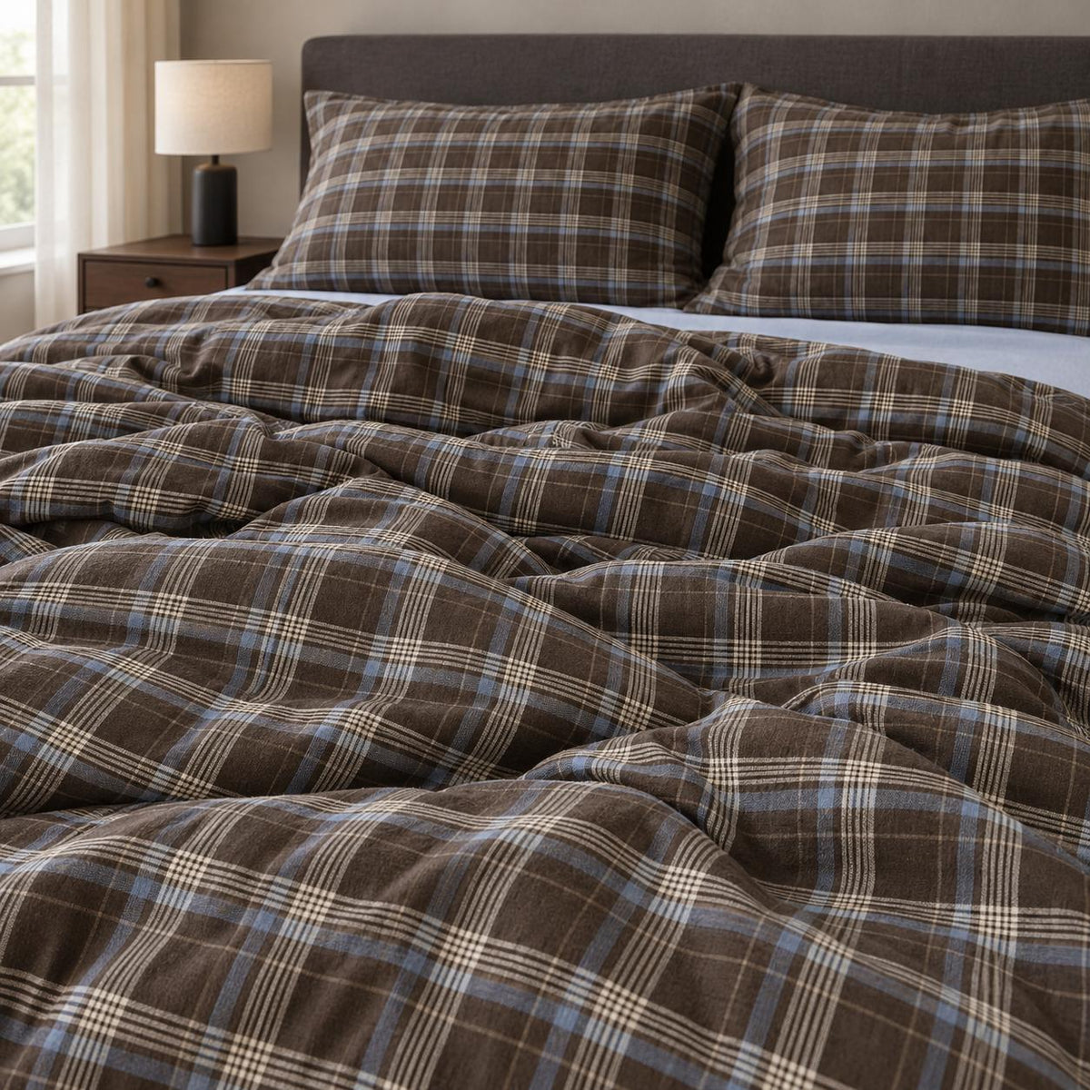 Bedding Set 100% Cotton Plaid Machine Washable