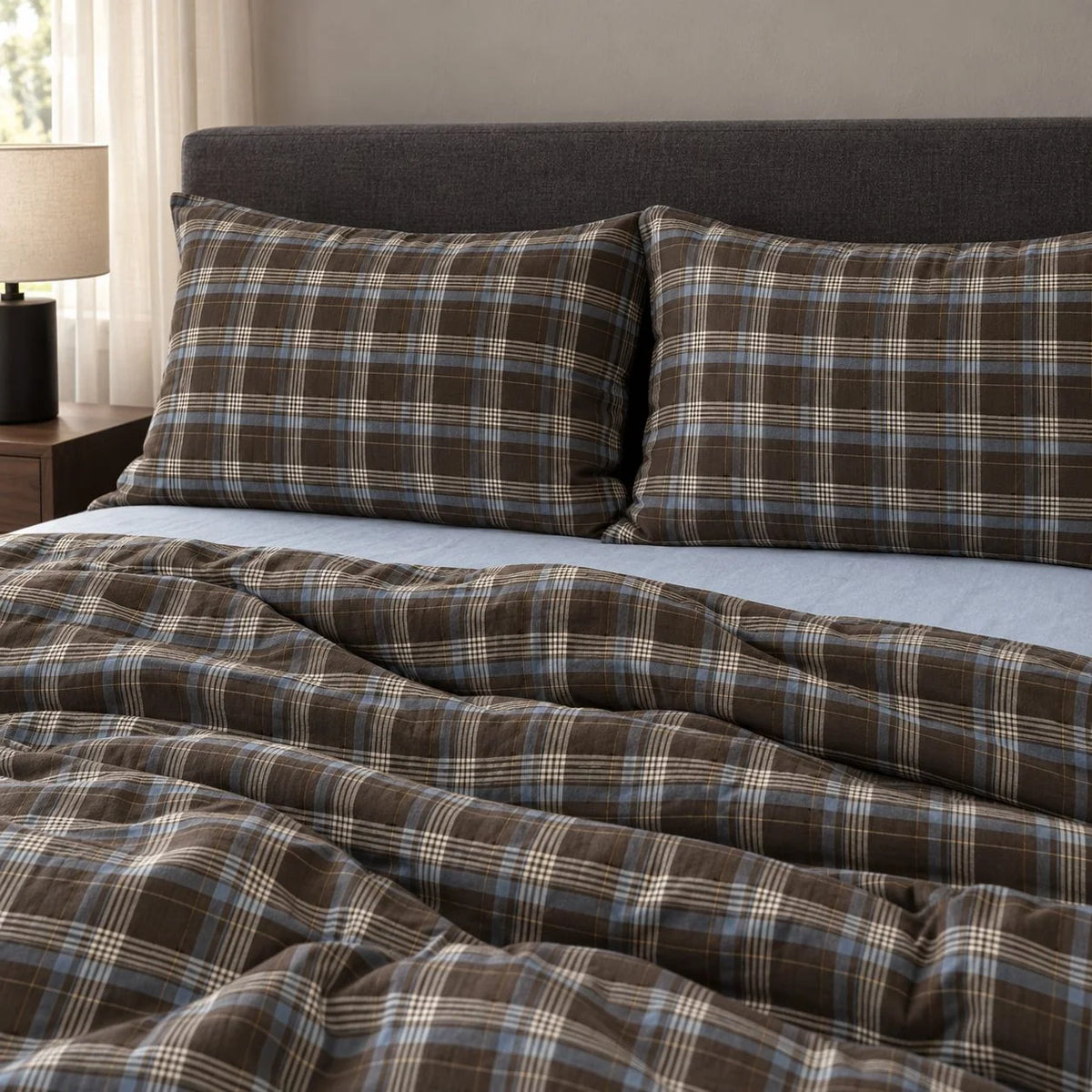 Bedding Set 100% Cotton Plaid Machine Washable
