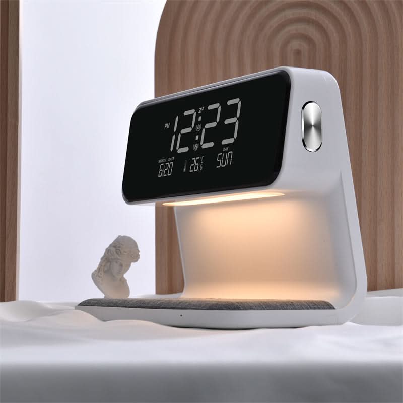 Bedside Lamp Alarm Clock Wireless Charging & Touch Dimming