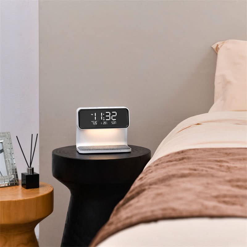 Bedside Lamp Alarm Clock Wireless Charging & Touch Dimming