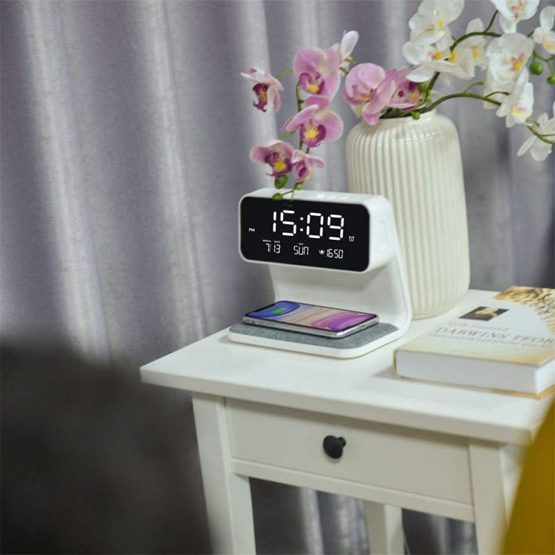 Bedside Lamp Alarm Clock Wireless Charging & Touch Dimming