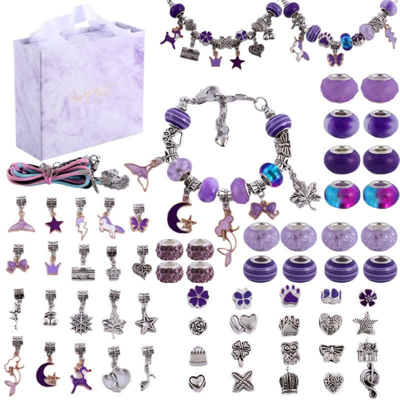 Bracelet Making Kit Sparkling Beads & Charms Adjustable Fit