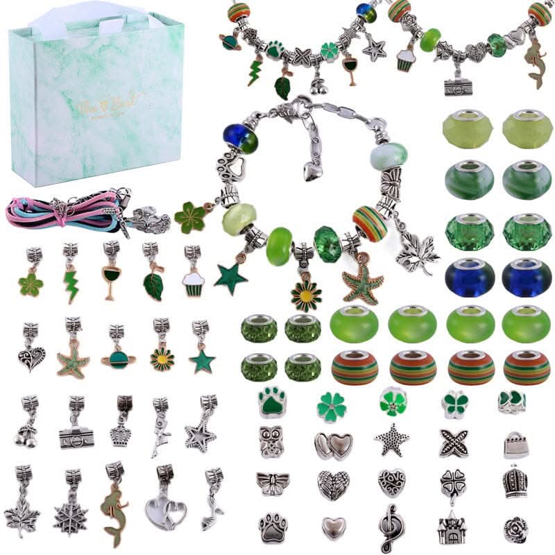 Bracelet Making Kit Sparkling Beads & Charms Adjustable Fit