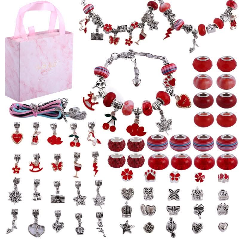 Bracelet Making Kit Sparkling Beads & Charms Adjustable Fit