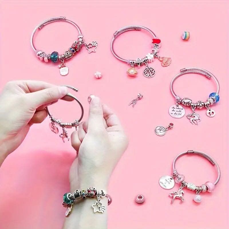 Bracelet Making Kit Sparkling Beads & Charms Adjustable Fit