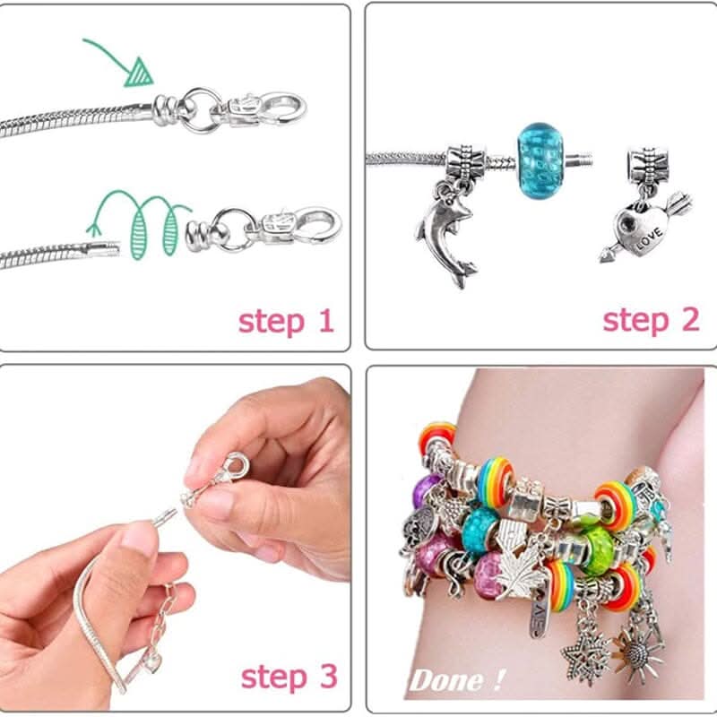 Bracelet Making Kit Sparkling Beads & Charms Adjustable Fit
