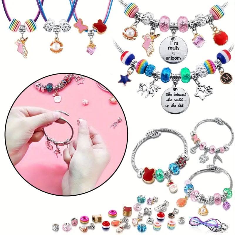 Bracelet Making Kit Sparkling Beads & Charms Adjustable Fit