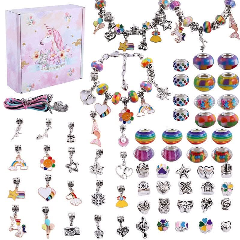 Bracelet Making Kit Sparkling Beads & Charms Adjustable Fit