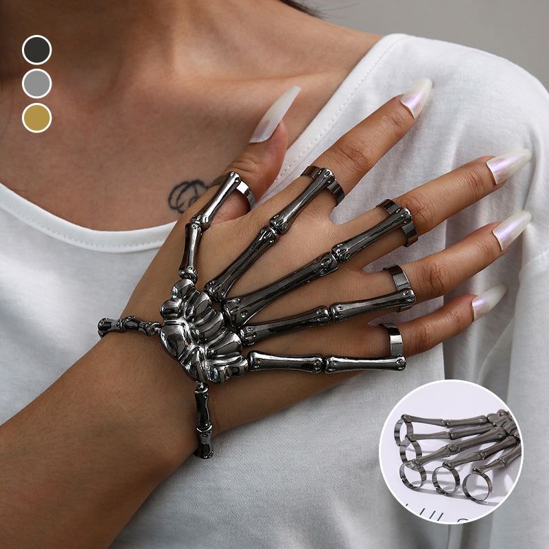 Bracelet Skeleton Hand Design Flexible Adjustable Fit