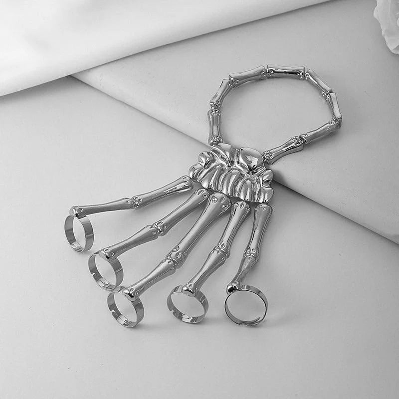 Bracelet Skeleton Hand Design Flexible Adjustable Fit