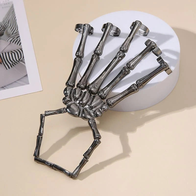 Bracelet Skeleton Hand Design Flexible Adjustable Fit