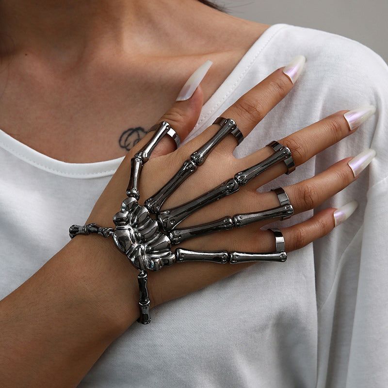 Bracelet Skeleton Hand Design Flexible Adjustable Fit