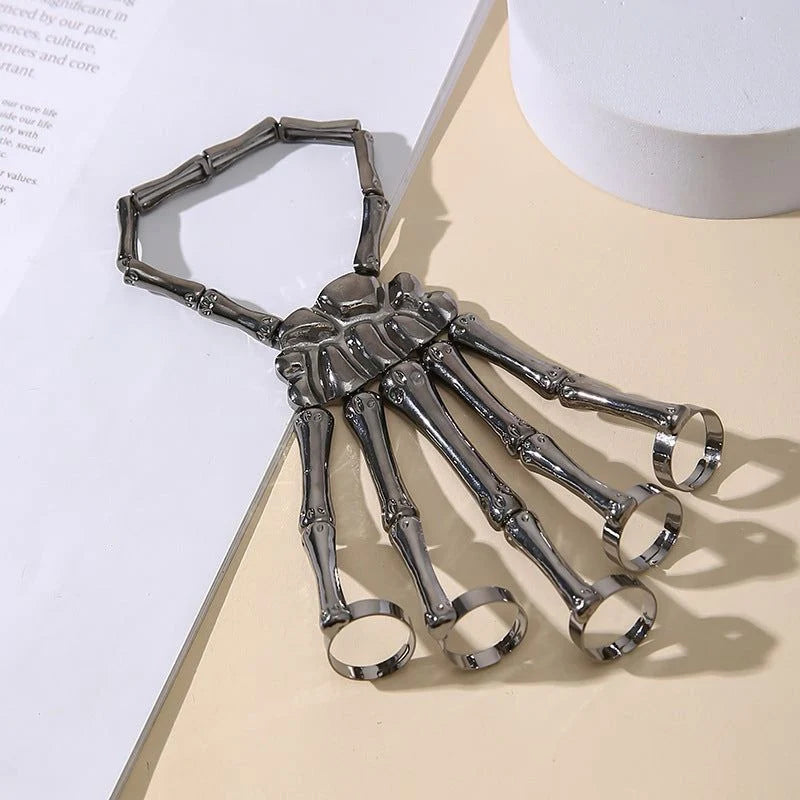Bracelet Skeleton Hand Design Flexible Adjustable Fit