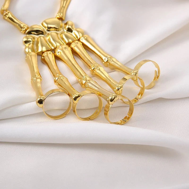 Bracelet Skeleton Hand Design Flexible Adjustable Fit