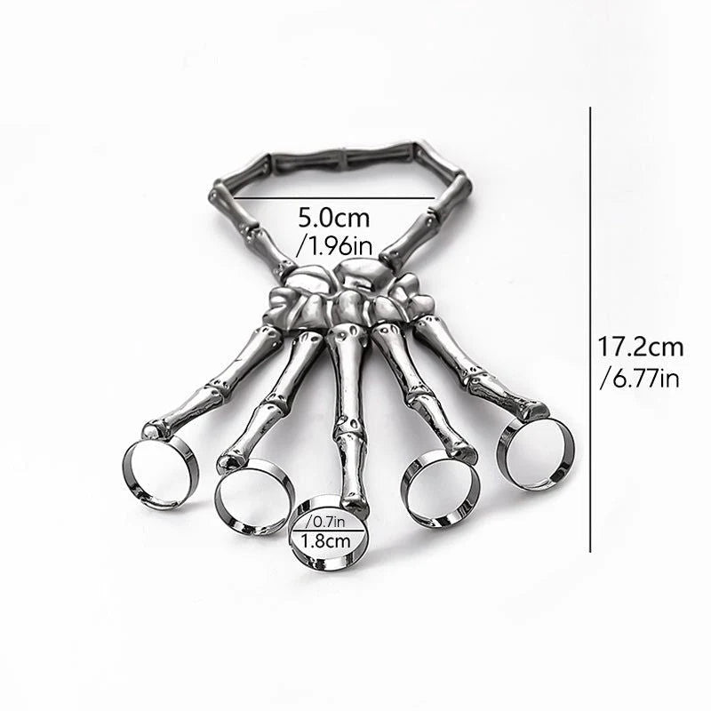 Bracelet Skeleton Hand Design Flexible Adjustable Fit