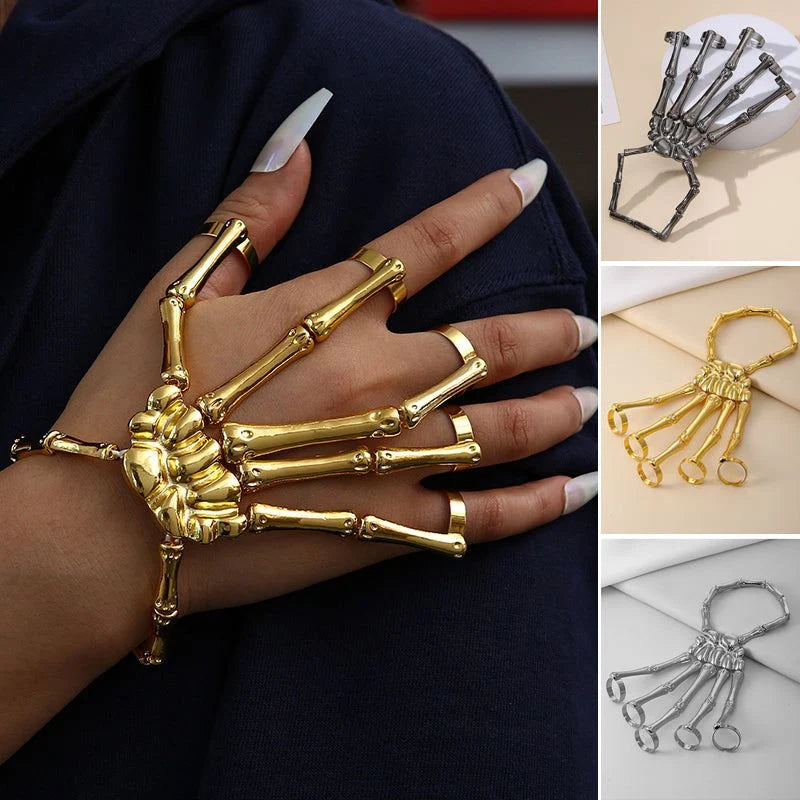 Bracelet Skeleton Hand Design Flexible Adjustable Fit