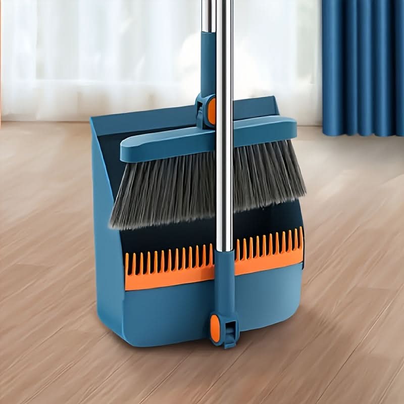 Broom And Dustpan Set Long Handle Upright Storage Dense Bristles