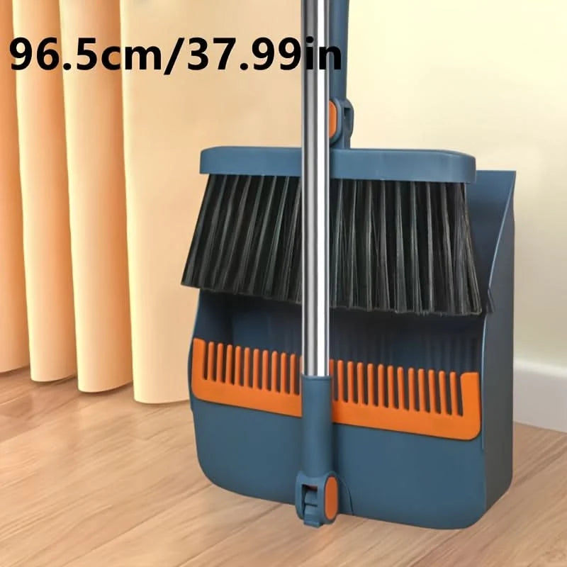 Broom And Dustpan Set Long Handle Upright Storage Dense Bristles