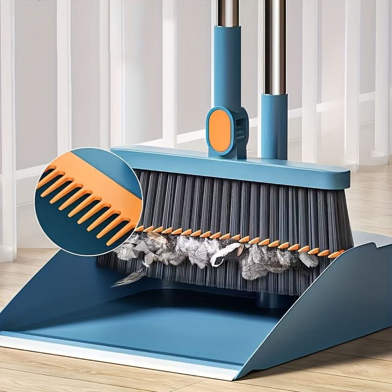 Broom And Dustpan Set Long Handle Upright Storage Dense Bristles