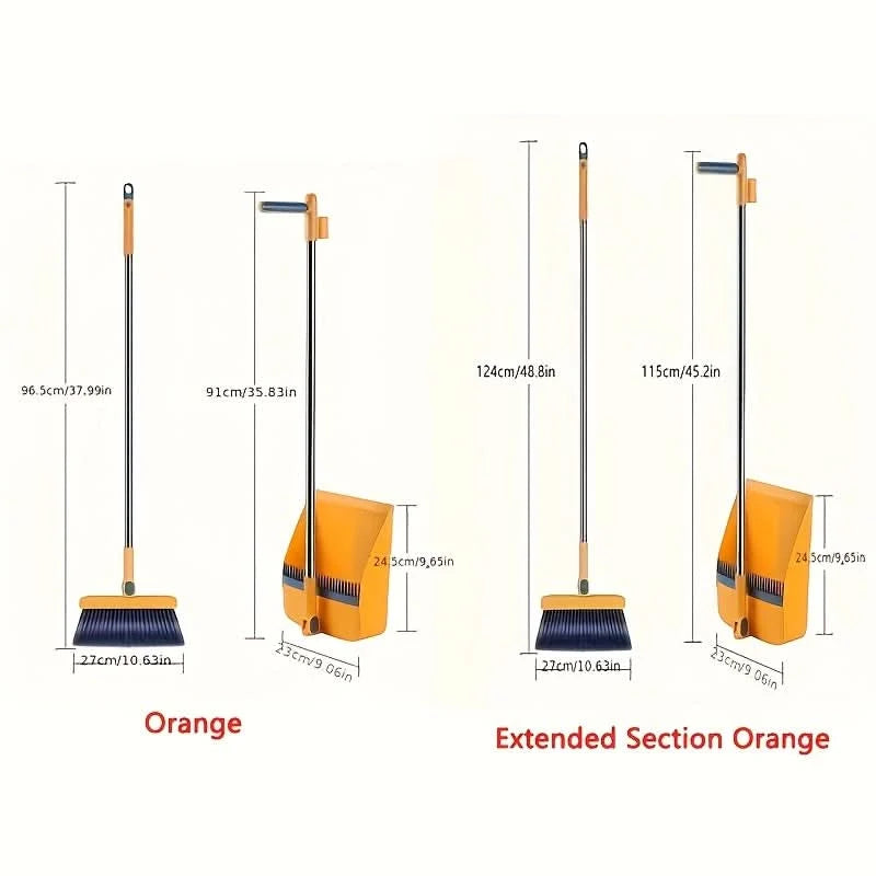 Broom And Dustpan Set Long Handle Upright Storage Dense Bristles