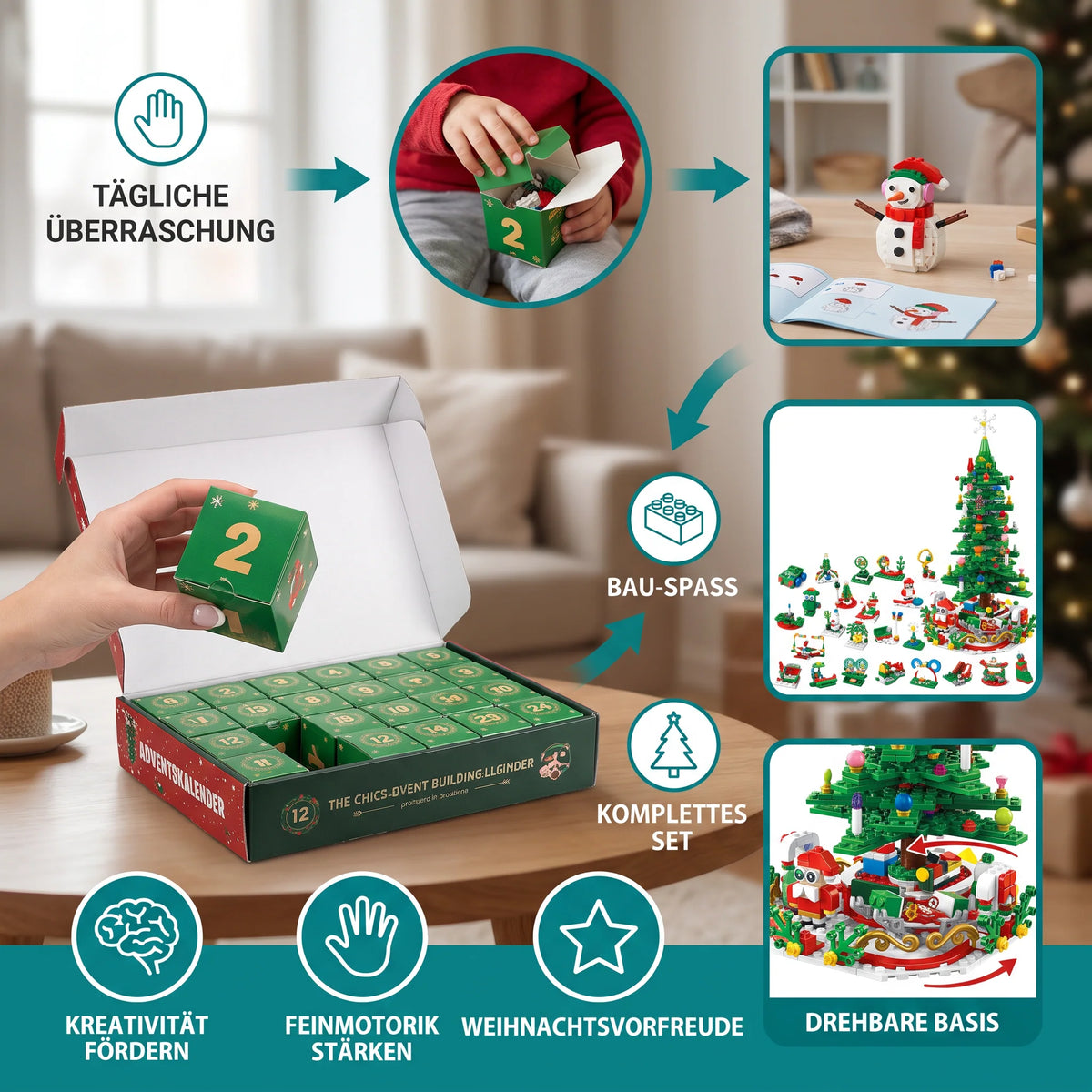 Building Block Advent Calendar 24-Day Christmas Scene Set