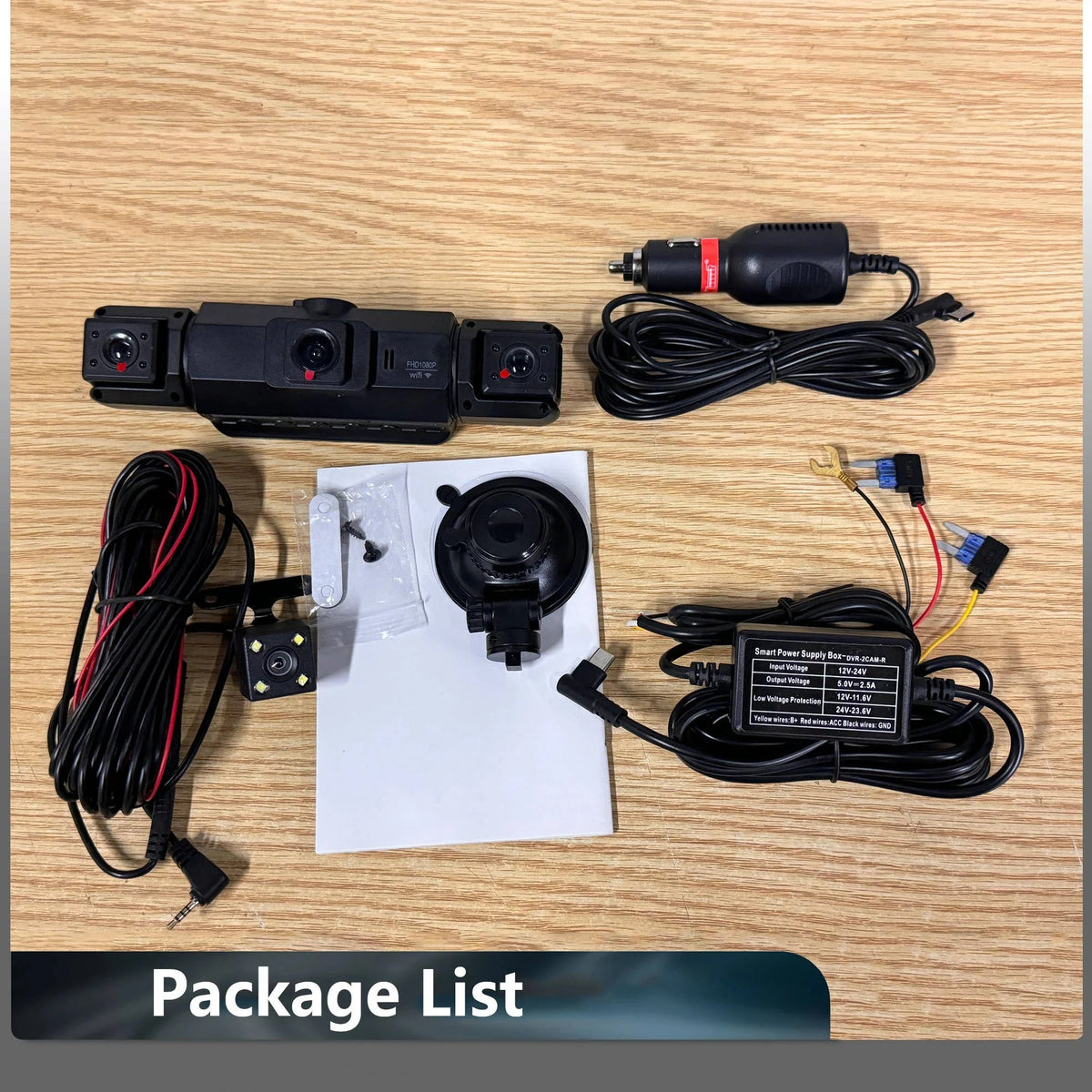 Car Dash Cam Four-Camera Night Vision Wi-Fi App Control