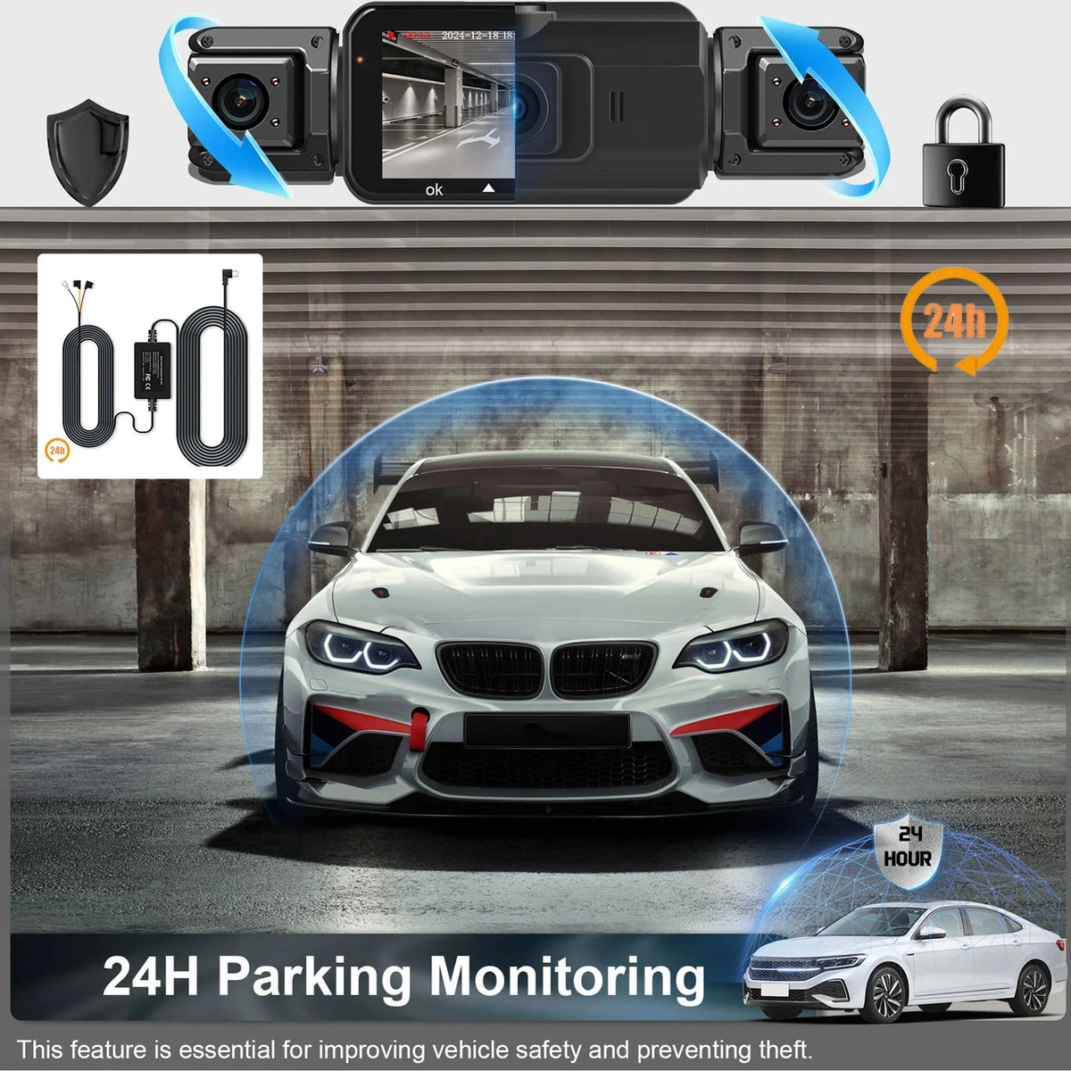 Car Dash Cam Four-Camera Night Vision Wi-Fi App Control