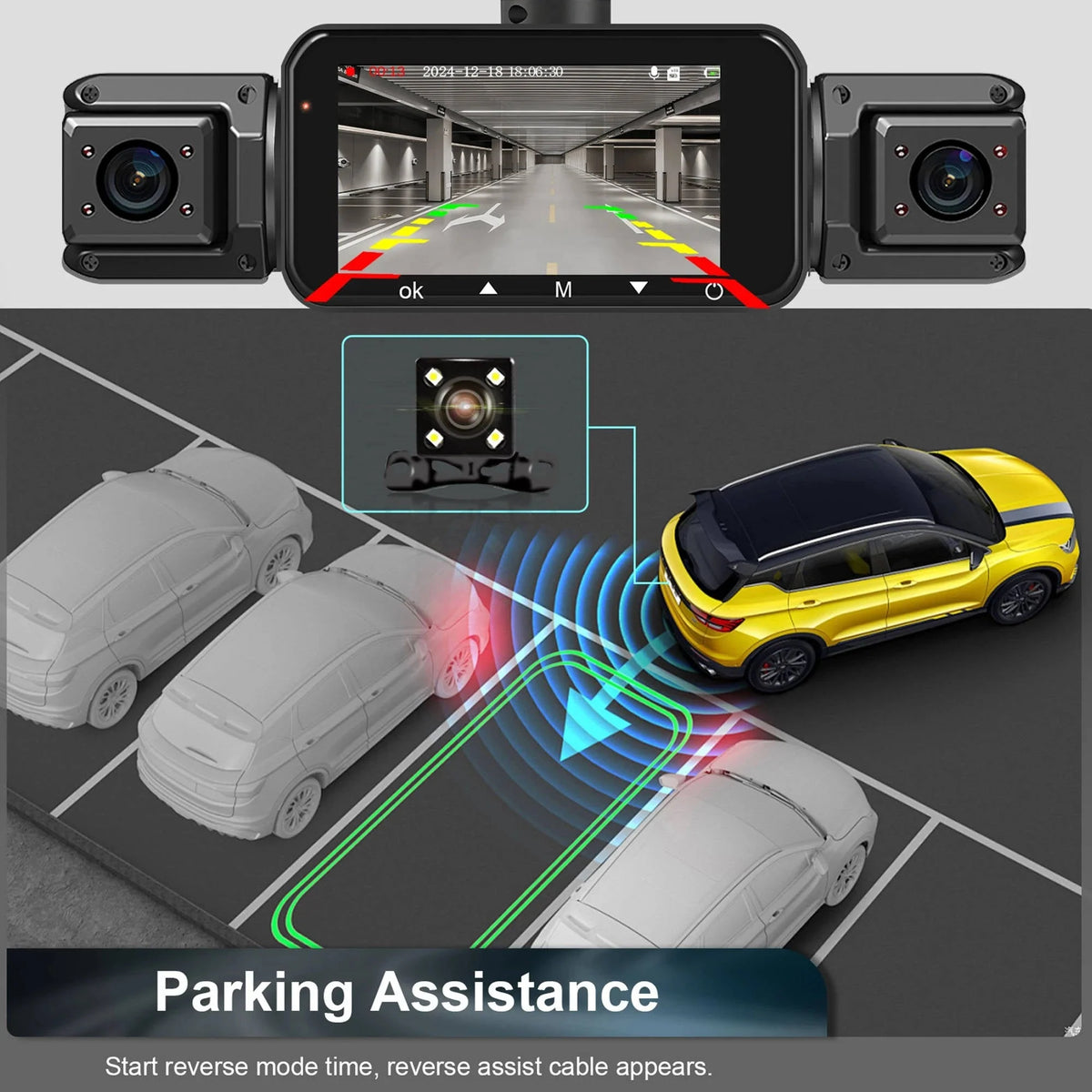 Car Dash Cam Four-Camera Night Vision Wi-Fi App Control