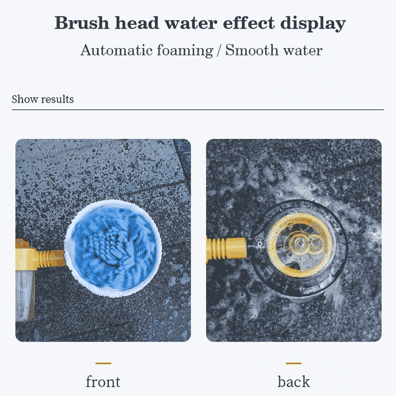 Car Wash Brush Water-Powered 360° Rotation Soft Chenille Fibers