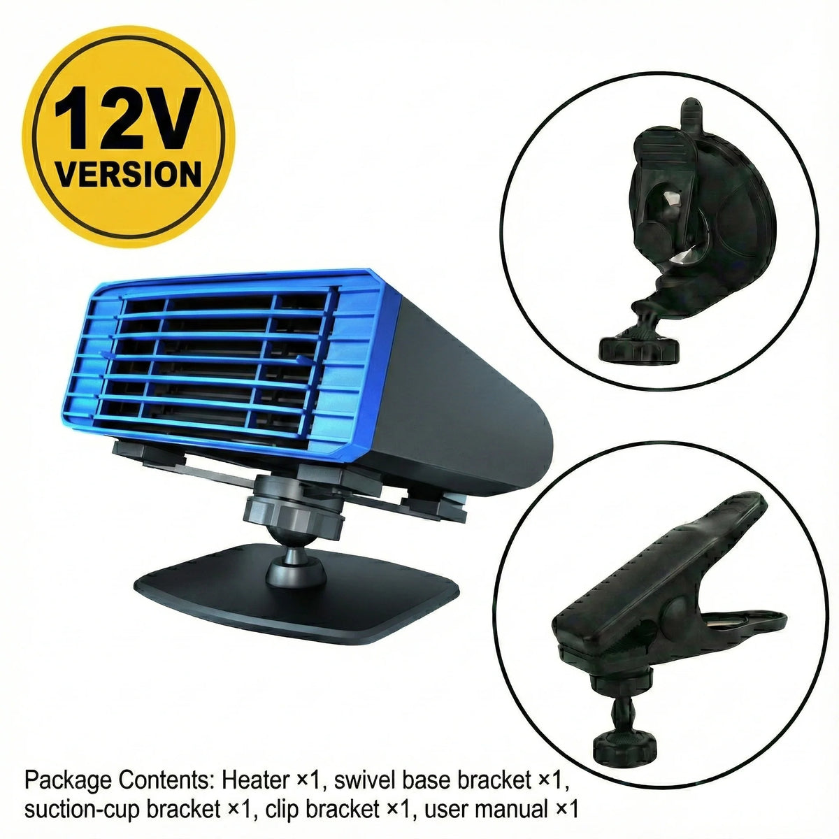 Car Windshield Defroster Heater 360° Swivel Airflow Quiet Operation