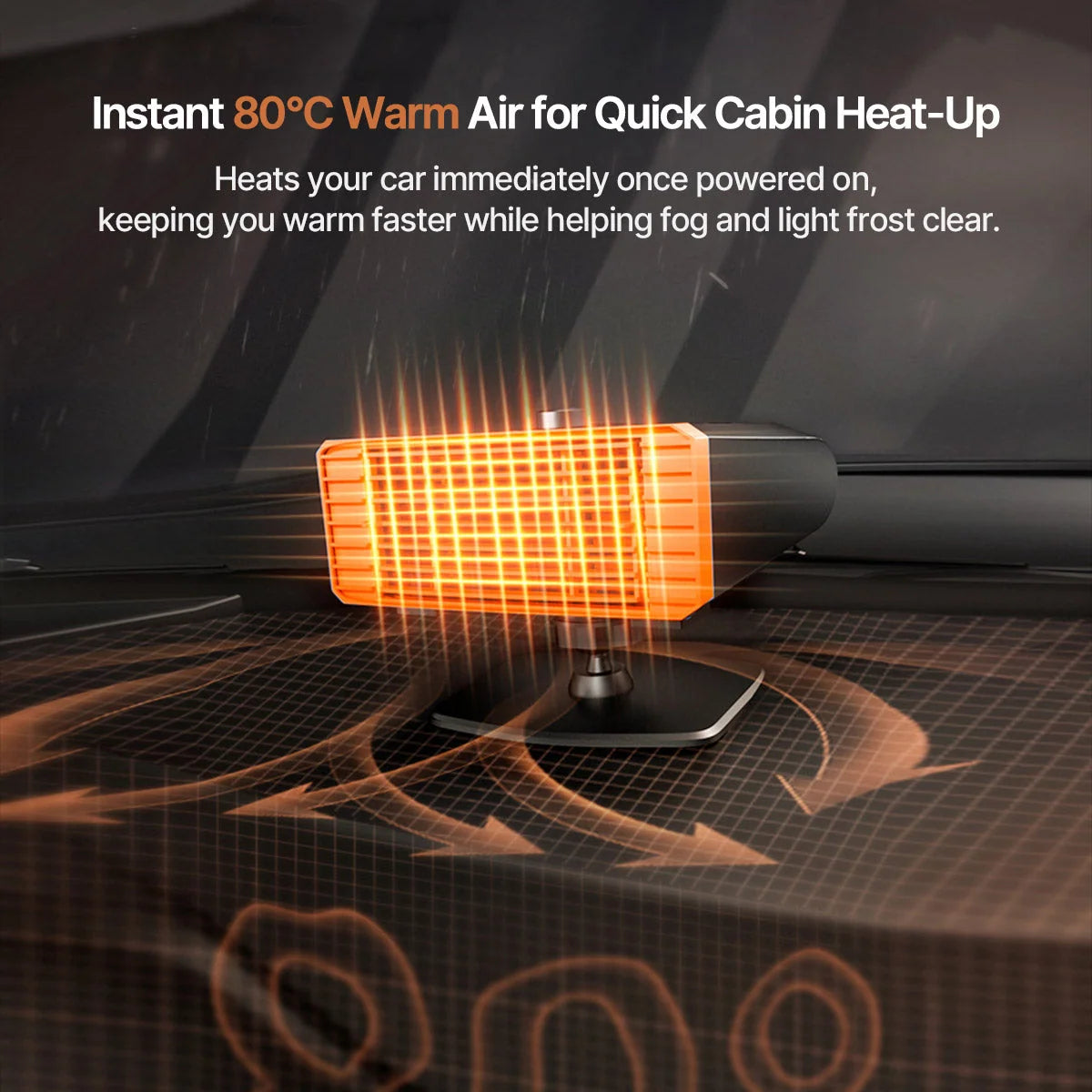 Car Windshield Defroster Heater 360° Swivel Airflow Quiet Operation
