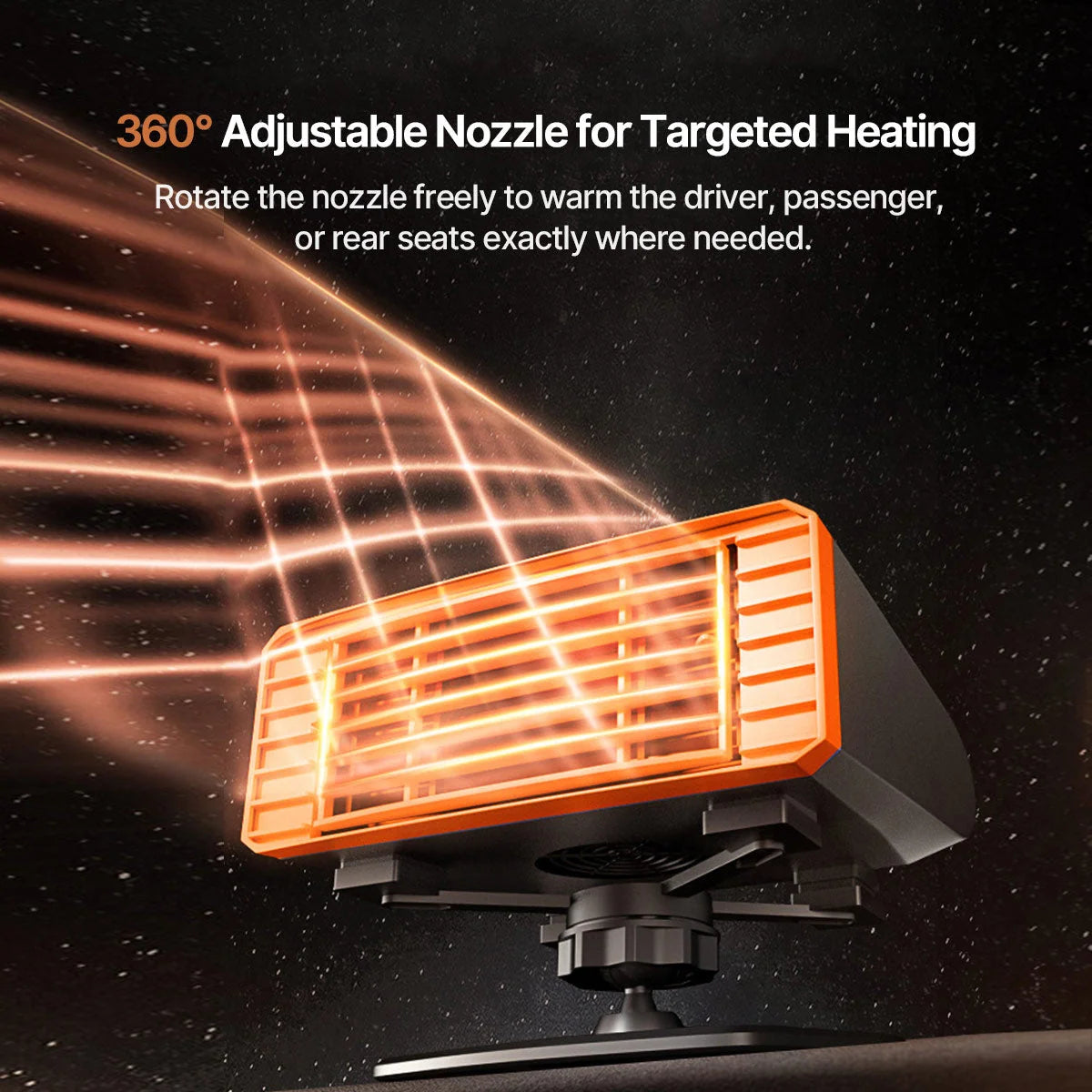 Car Windshield Defroster Heater 360° Swivel Airflow Quiet Operation
