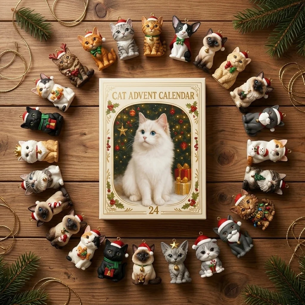 Cat Advent Calendar 24 Unique Acrylic Ornaments