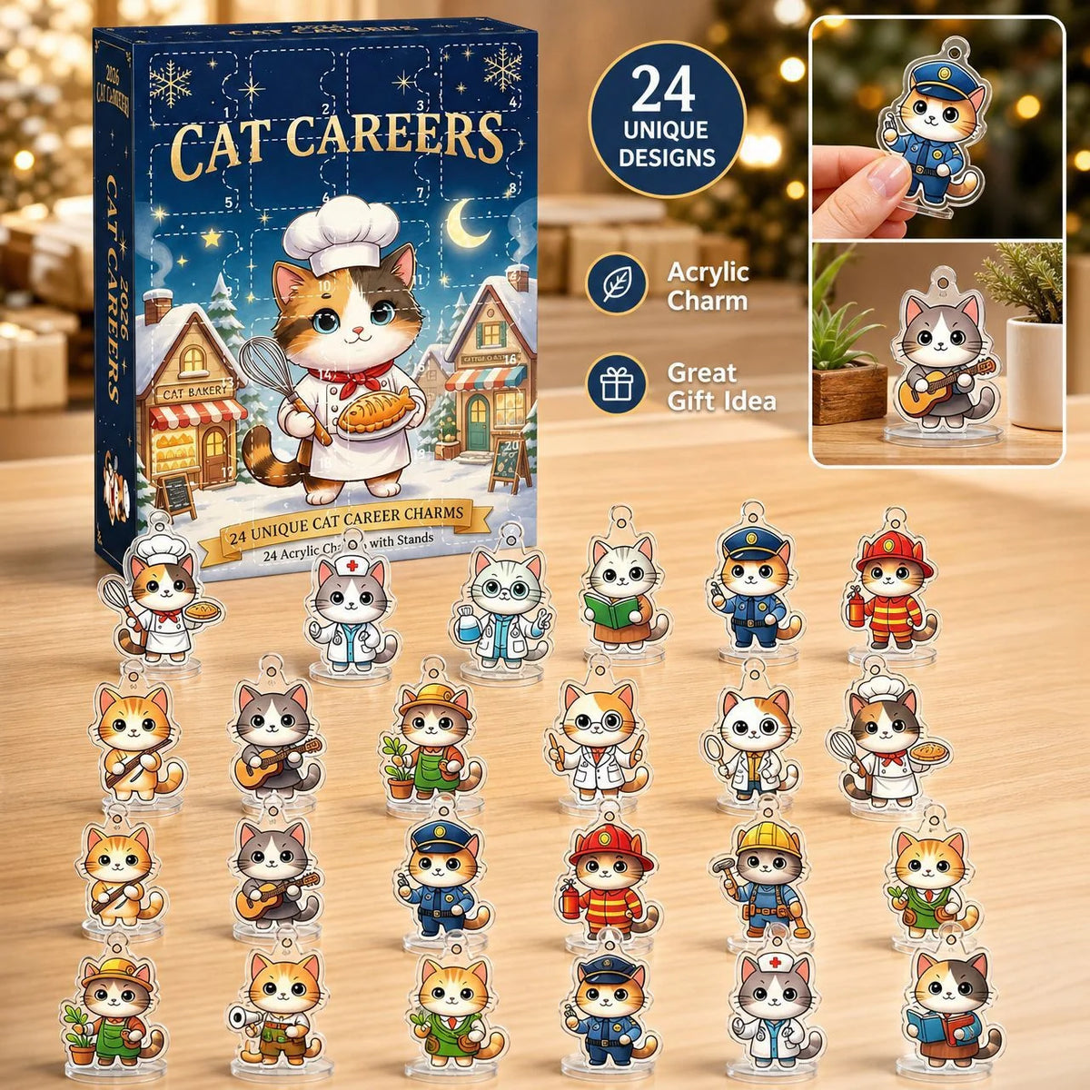 Cat Advent Calendar Acrylic 24 Compartments
