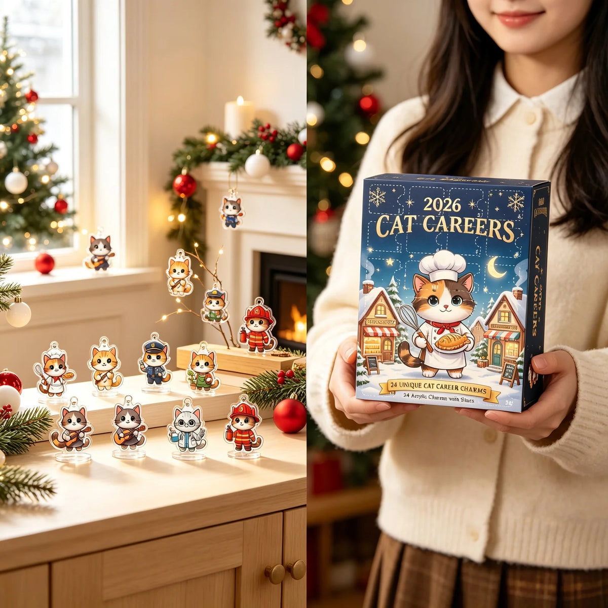 Cat Advent Calendar Acrylic 24 Compartments
